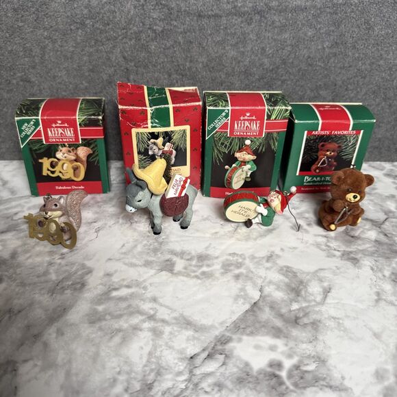 Vintage 1980's Hallmark Keepsake Christmas Ornament Lot of 13 Mouse Seal Elf Sno - Picture 6 of 12